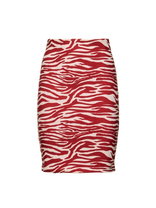 The Attico: Printed lycra draped low rise mini skirt - Kırmızı/Beyaz - women_0 | Luisa Via Roma