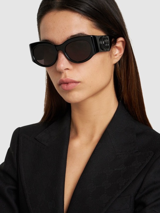 Gucci: GG1544S injected oval frame sunglasses - Siyah/Gri - women_1 | Luisa Via Roma