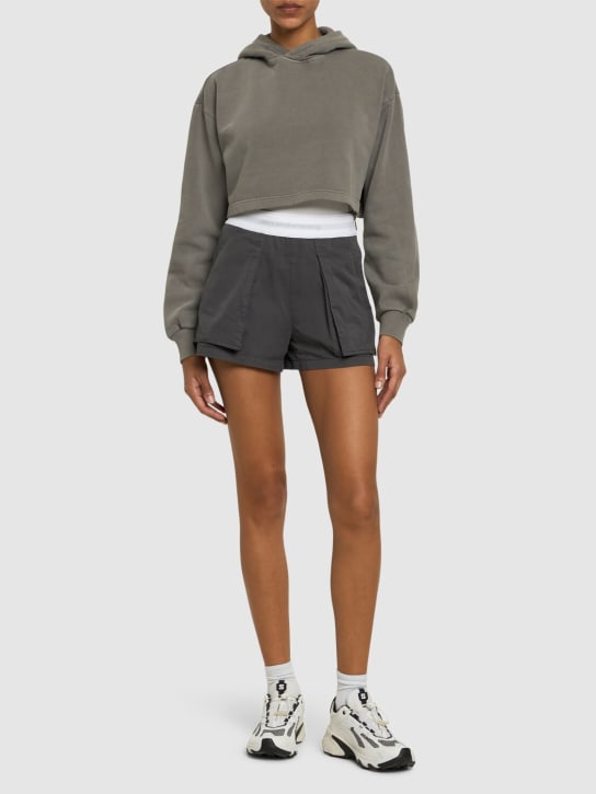 Alexander Wang: High waist cotton cargo shorts - Black - women_1 | Luisa Via Roma