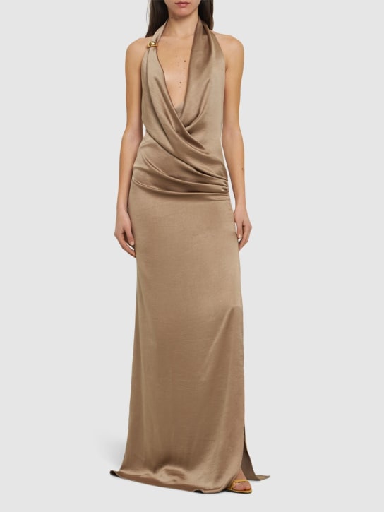Blumarine: Langes Kleid aus Satin - Bronze - women_1 | Luisa Via Roma
