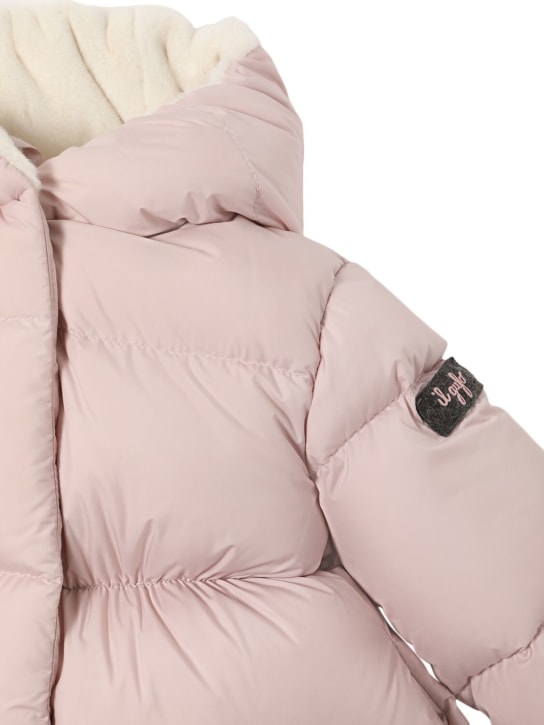Il Gufo: Nylon down jacket w/ faux fur - Pink - kids-girls_1 | Luisa Via Roma