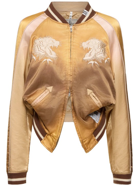 Mihara Yasuhiro: Cropped souvenir jacket - Brown/Gold - women_0 | Luisa Via Roma