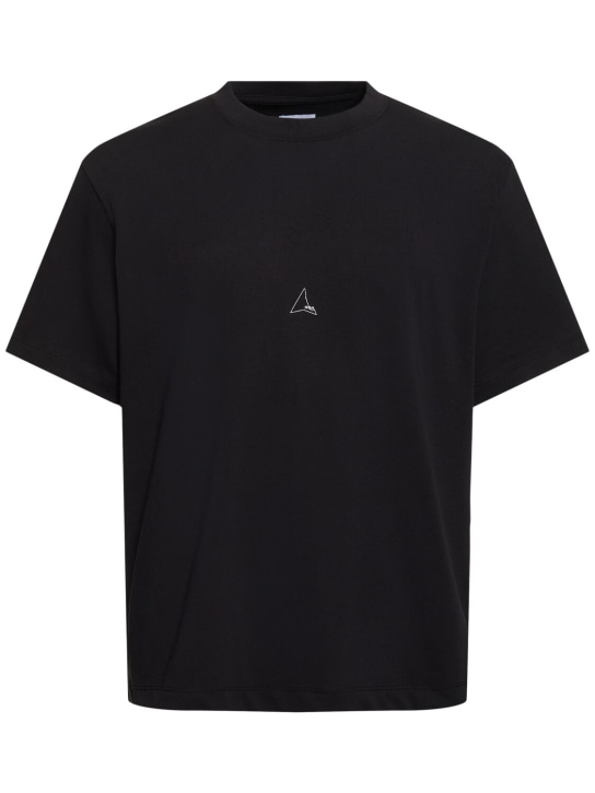 Roa: Logo cotton t-shirt - Black - men_0 | Luisa Via Roma