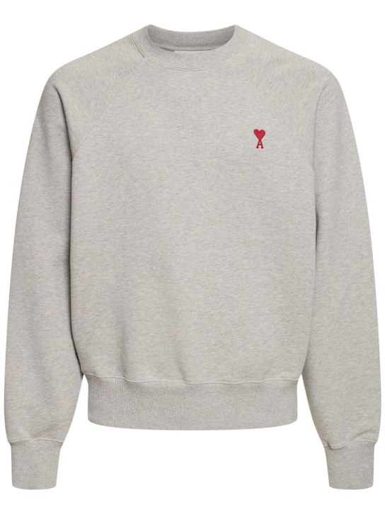 AMI Paris: Sweatshirt aus Baumwolle mit Logo - Graumeliert - men_0 | Luisa Via Roma