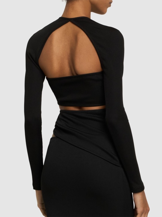 Christopher Esber: Crop top Stone a maniche lunghe con cutout - women_2 | Luisa Via Roma