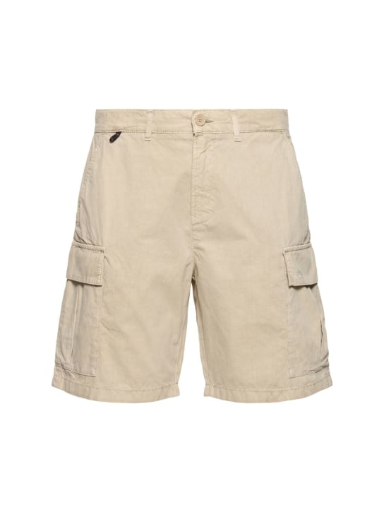 SUNDEK: Striped cotton poplin cargo shorts - Bej - men_0 | Luisa Via Roma