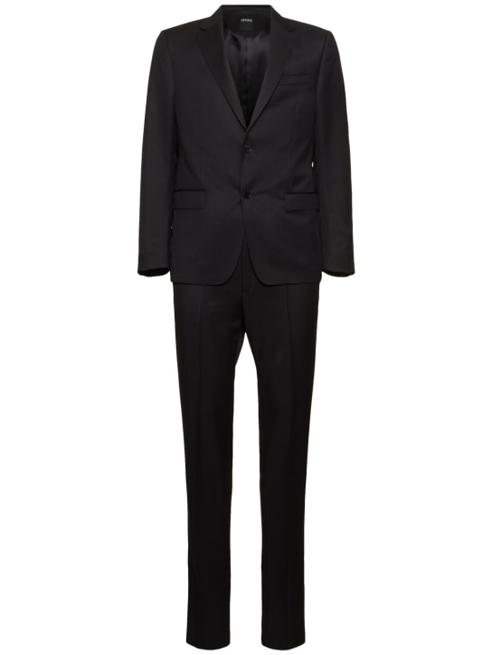 Zegna: Wool & mohair tailored suit - Siyah - men_0 | Luisa Via Roma
