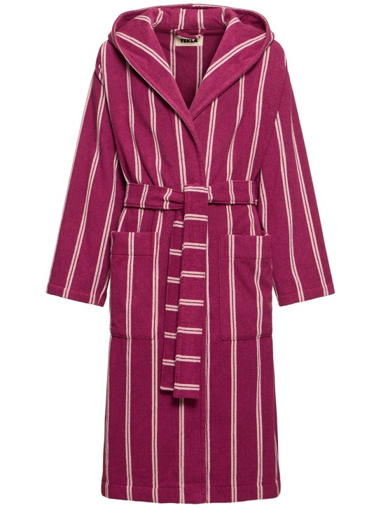 Tekla: Venice striped bathrobe - Purple - ecraft_0 | Luisa Via Roma