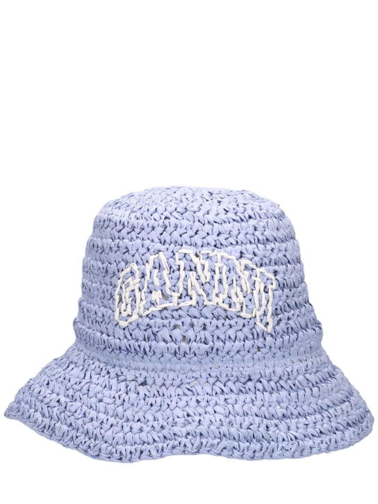 GANNI: Summer woven bucket hat - Light Blue - women_0 | Luisa Via Roma