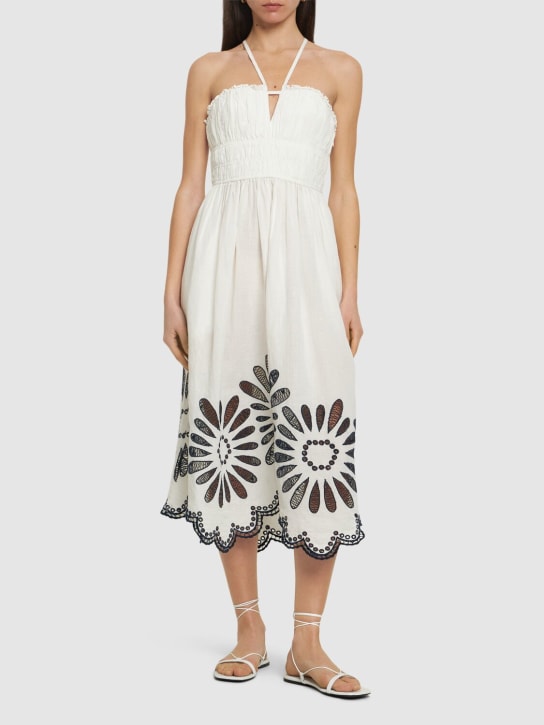 Ulla Johnson: Beatrice linen & cotton midi dress - White - women_1 | Luisa Via Roma
