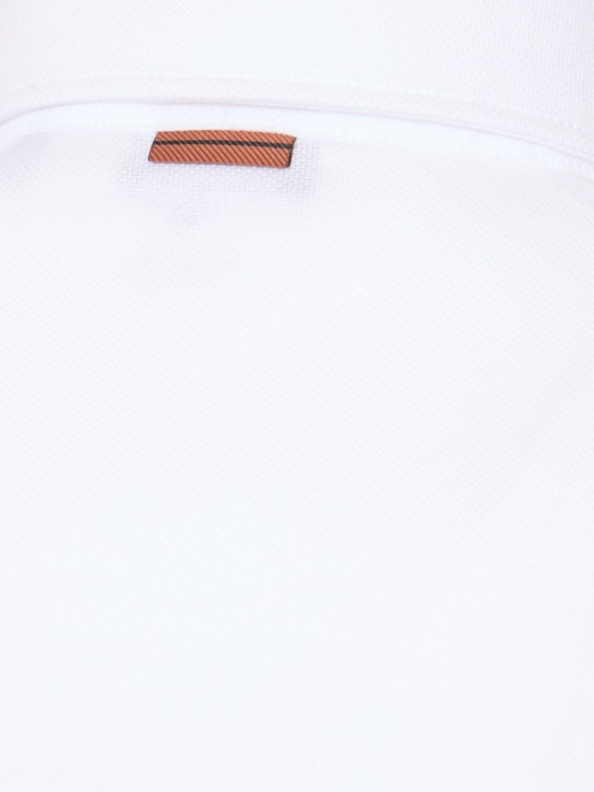 Zegna: Cotton piquet short sleeve polo - White - men_3 | Luisa Via Roma