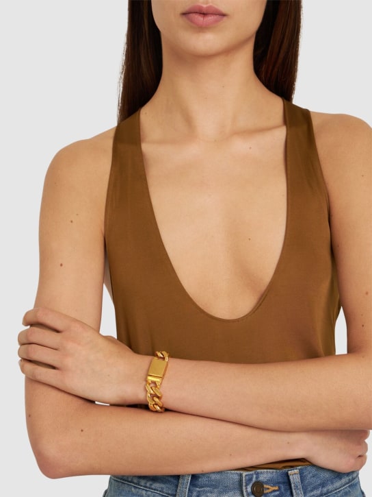 Saint Laurent: Bracelet en laiton bicolore - Or - women_1 | Luisa Via Roma