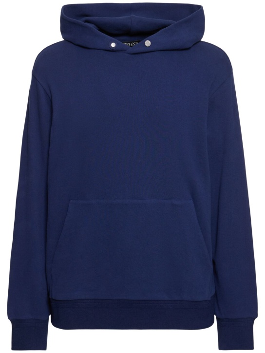 Zegna: Cotton & cashmere hoodie - Mavi - men_0 | Luisa Via Roma