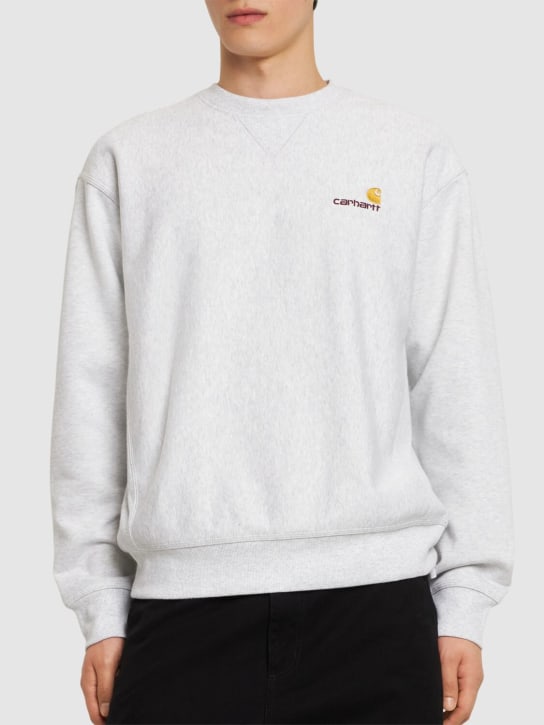 Carhartt WIP: American Script crewneck sweatshirt - Ash Heather - men_2 | Luisa Via Roma