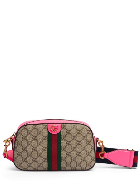 Gucci: Small Ophidia GG crossbody bag - Beige/Fuchsia - women_0 | Luisa Via Roma