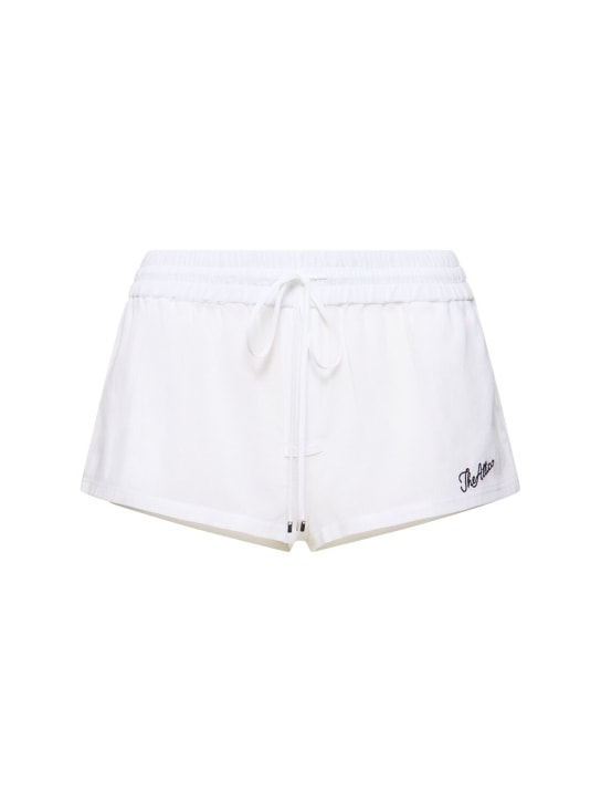 The Attico: Niedrig geschnittene Mousseline-Shorts mit Logo - Weiß - women_0 | Luisa Via Roma