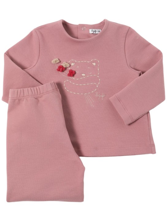 Il Gufo: Pyjamahose & Sweatshirt aus Stretch-Baumwolljersey - Rosa - kids-girls_0 | Luisa Via Roma