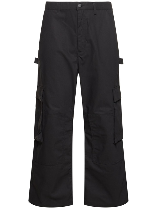 JUNYA WATANABE: Pantalon en coton mélangé à logo Carhartt - Noir - men_0 | Luisa Via Roma