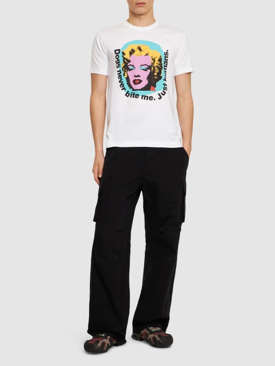 Comme des Garçons Shirt: Andy Warhol印花棉质T恤 - 白色 - men_1 | Luisa Via Roma