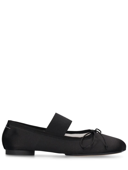 MM6 Maison Margiela: 5毫米Ballet Shoes绸缎芭蕾平底鞋 - 黑色 - women_0 | Luisa Via Roma