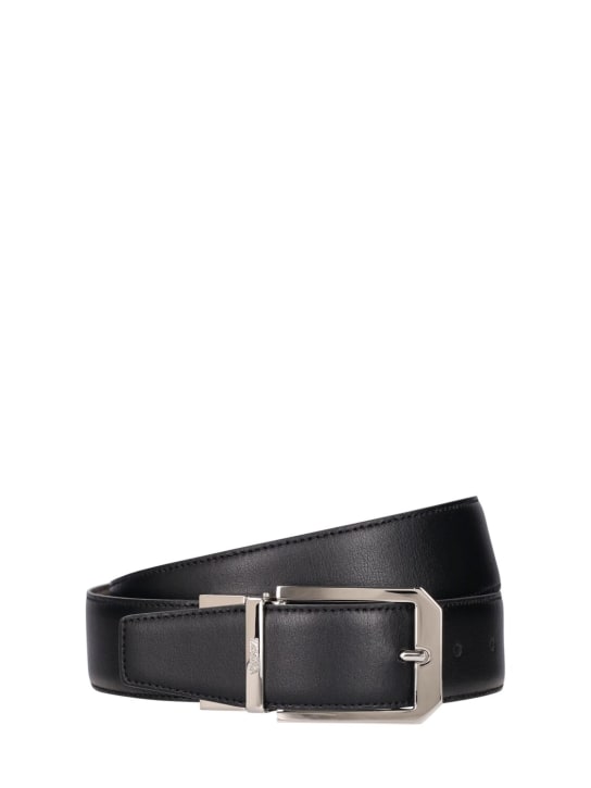 Zegna: 3.5cm Reversible leather belt - Siyah/Kahverengi - men_0 | Luisa Via Roma