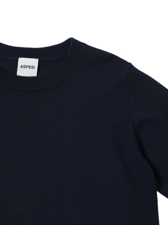 ASPESI: Roundneck wool sweater - Blue - kids-boys_1 | Luisa Via Roma