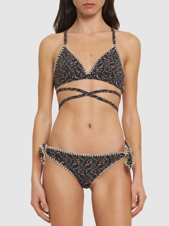Isabel Marant: Bikini estampado con cordón - Negro Lavado - women_1 | Luisa Via Roma