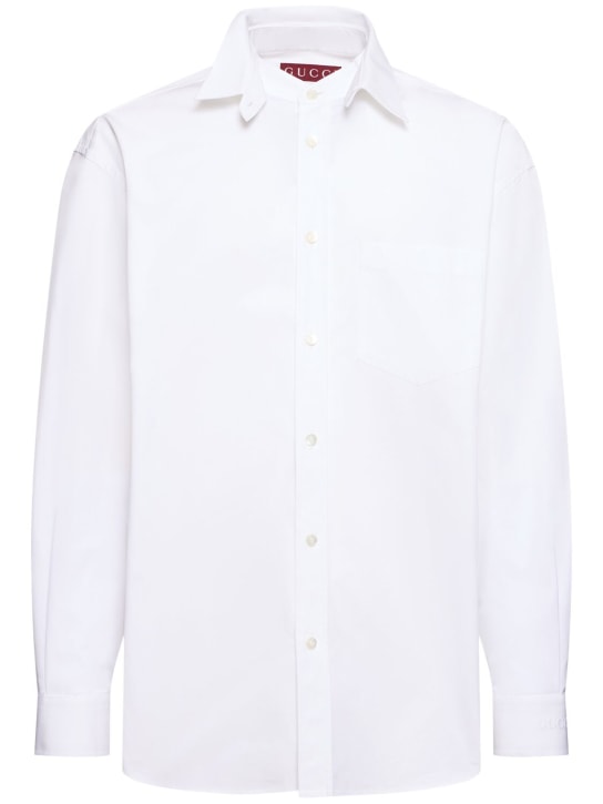 Gucci: Crispy cotton poplin shirt - Beyaz - men_0 | Luisa Via Roma