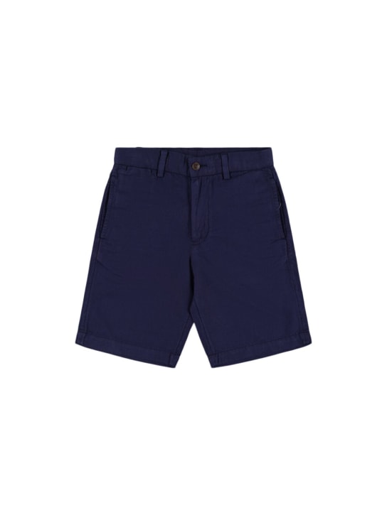Polo Ralph Lauren: Shorts in twill di lino e cotone stretch - Blu Scuro - kids-boys_0 | Luisa Via Roma