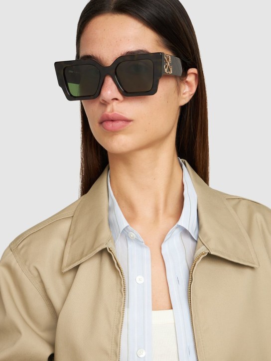 Off-White: Catalina acetate sunglasses - Havana/Green - women_1 | Luisa Via Roma