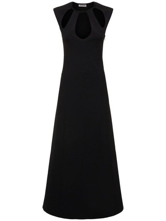 Jil Sander: 镂空卡迪长款连衣裙 - 黑色 - women_0 | Luisa Via Roma