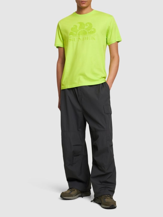 SUNDEK: T-Shirt aus Baumwolljersey mit Logodruck - Grün - men_1 | Luisa Via Roma