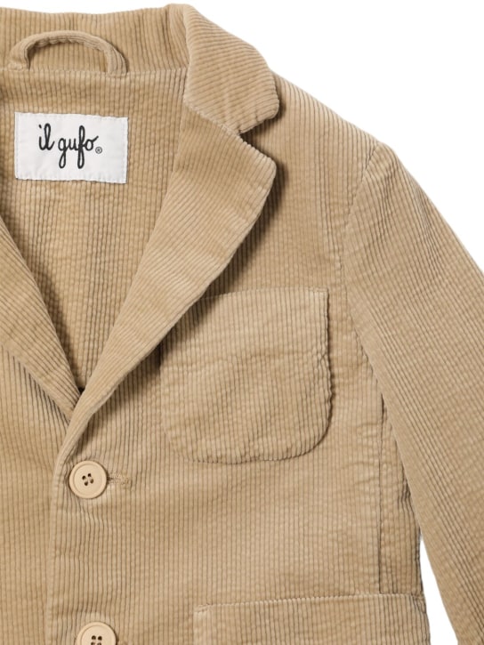 Il Gufo: Cotton blend corduroy jacket - Beige - kids-boys_1 | Luisa Via Roma