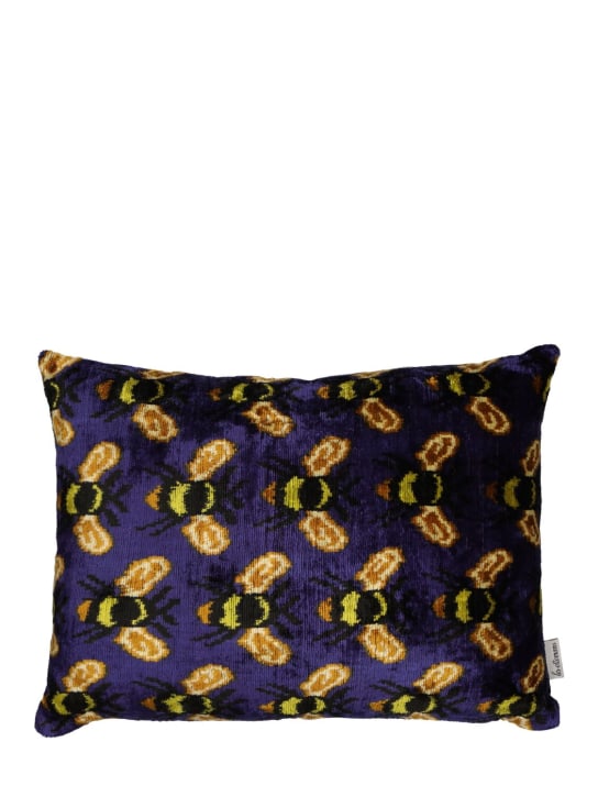 Les Ottomans: Silk & cotton velvet cushion - Blue - ecraft_0 | Luisa Via Roma