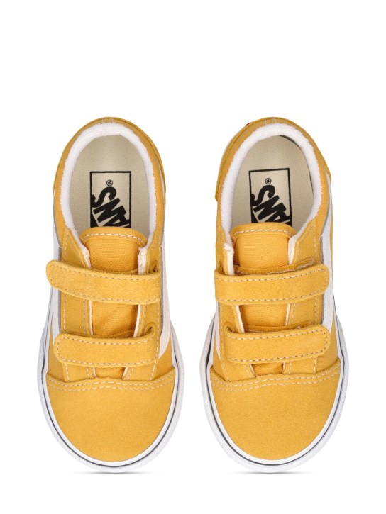 Vans: Old Skool V leather sneakers - Yellow - kids-boys_1 | Luisa Via Roma