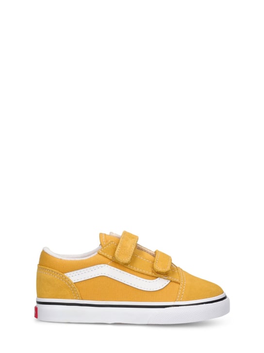 Vans: Old Skool V leather sneakers - Yellow - kids-boys_0 | Luisa Via Roma