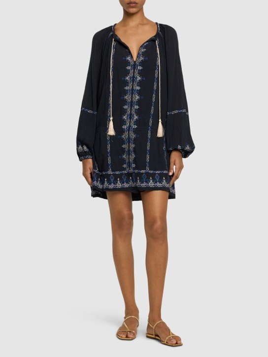 Marant Etoile: Vestido corto de algodón - Negro - women_1 | Luisa Via Roma
