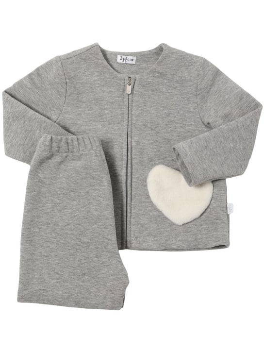 Il Gufo: Stretch cotton jersey sweatshirt & pants - Grey - kids-girls_0 | Luisa Via Roma