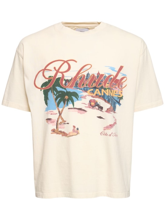 RHUDE: Cannes Beach 티셔츠 - Vintage White - men_0 | Luisa Via Roma