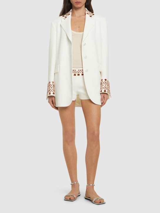 Ermanno Scervino: Embroidered double breasted jacket - Beyaz - women_1 | Luisa Via Roma