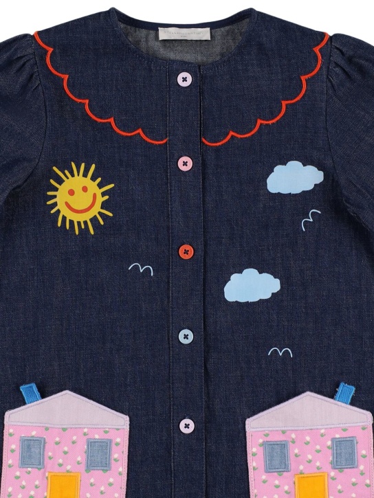 Stella Mccartney Kids: Robe en denim de coton - Bleu/Multicolore - kids-girls_1 | Luisa Via Roma