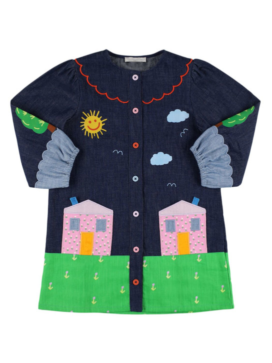 Stella Mccartney Kids: Kleid aus Baumwolldenim - Blau/Bunt - kids-girls_0 | Luisa Via Roma