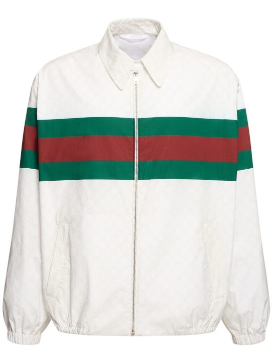 Gucci: GG print cotton jacket - White/Multi - men_0 | Luisa Via Roma