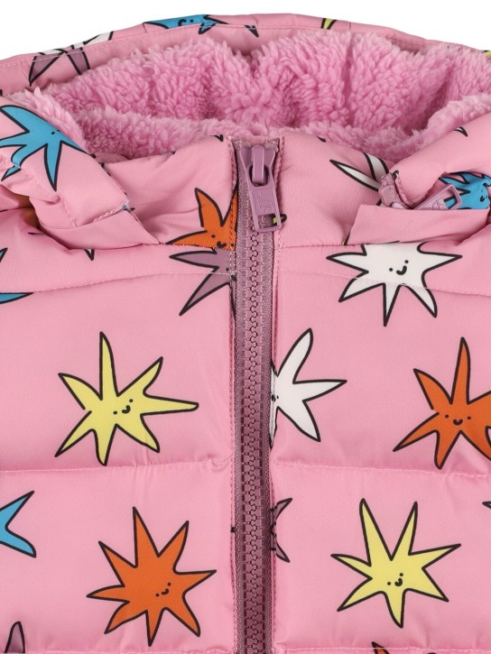 Stella Mccartney Kids: Printed nylon hooded puffer jacket - Pink/Multi - kids-girls_1 | Luisa Via Roma