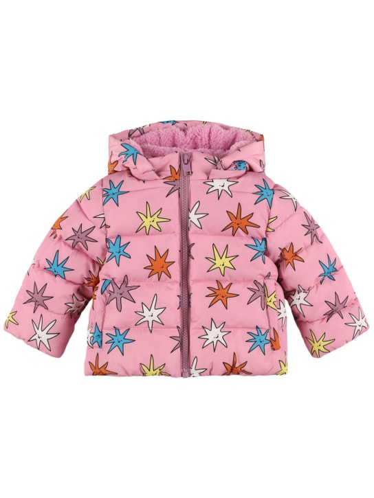 Stella Mccartney Kids: Printed nylon hooded puffer jacket - Pink/Multi - kids-girls_0 | Luisa Via Roma