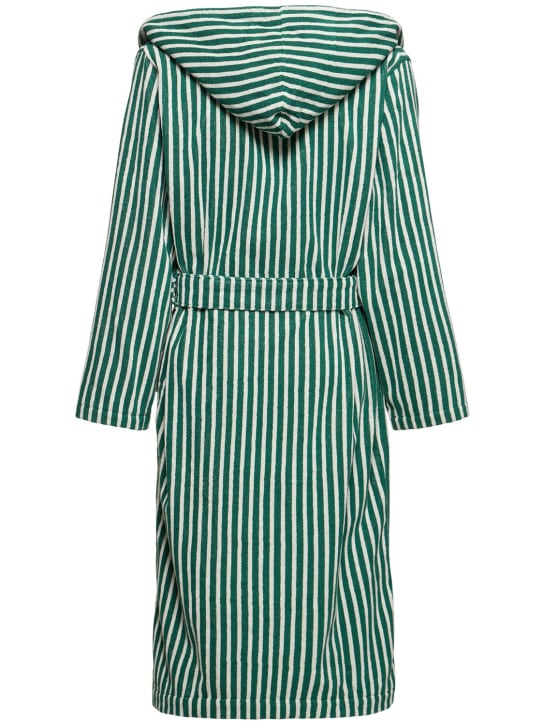 Tekla: Teal green striped bathrobe - Green - men_1 | Luisa Via Roma