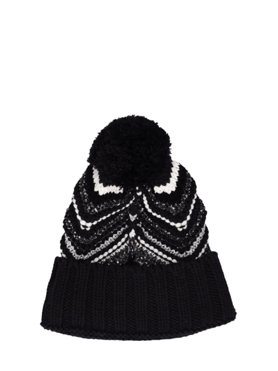 Missoni: Bonnet en maille de laine à motif zig zag - Noir/Blanc - kids-girls_0 | Luisa Via Roma