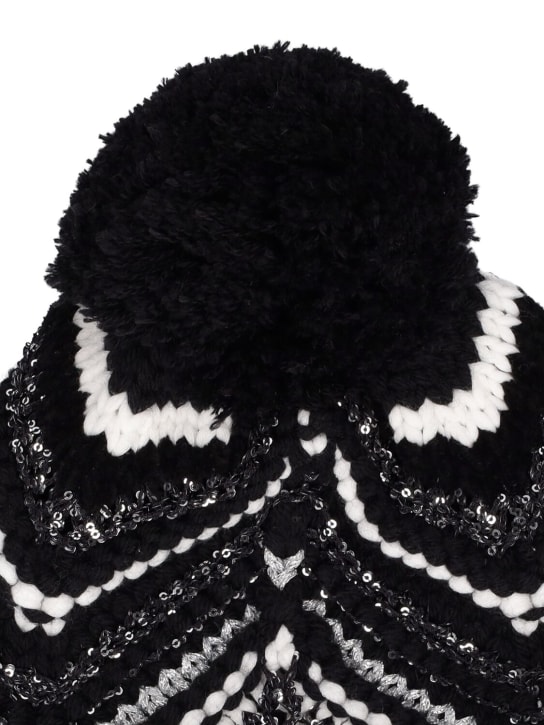Missoni: Bonnet en maille de laine à motif zig zag - Noir/Blanc - kids-girls_1 | Luisa Via Roma
