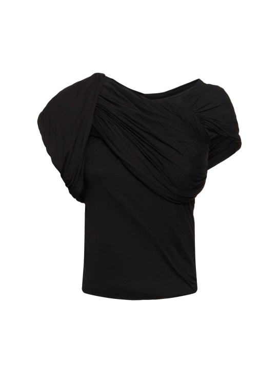 Rick Owens: Draped cotton sleeveless top - Siyah - women_0 | Luisa Via Roma