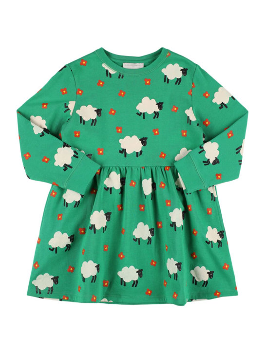 Stella Mccartney Kids: Printed cotton dress - Yeşil - kids-girls_0 | Luisa Via Roma